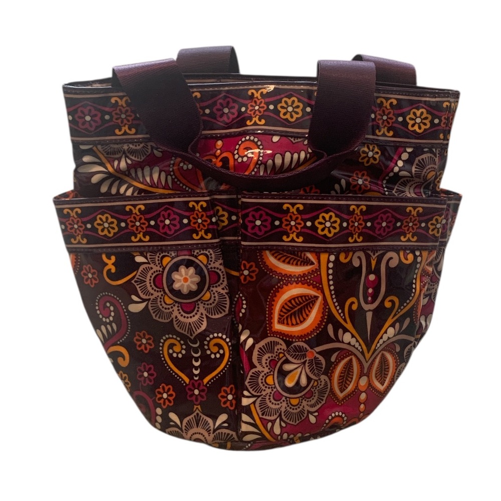 Vera Bradley bucket bag purple eggplant‎ paisley pockets double handle
